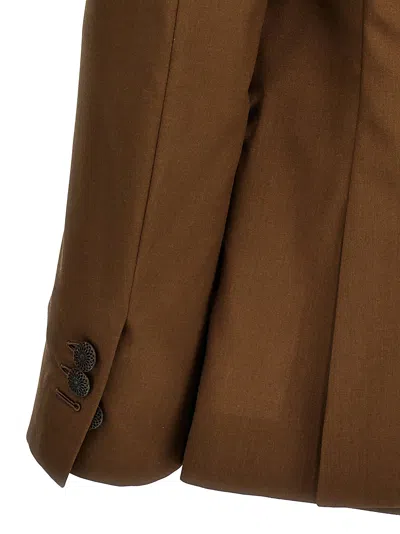 Maurizio Miri Brown Solid Notched Lapel Blazer In Brown
