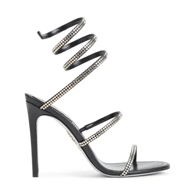 René Caovilla Cleo 110 Crystal-embellished Leather Sandals In Black