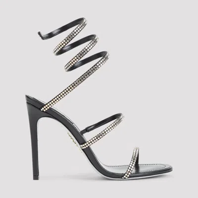 René Caovilla Cleo 110 Crystal-embellished Leather Sandals In Black