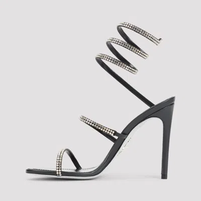 René Caovilla Cleo 110 Crystal-embellished Leather Sandals In Black