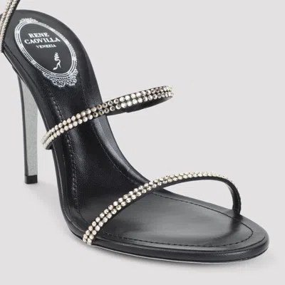 René Caovilla Cleo 110 Crystal-embellished Leather Sandals In Black