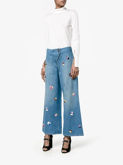 Shop Christopher Kane Pansy Embroidered Culottes
