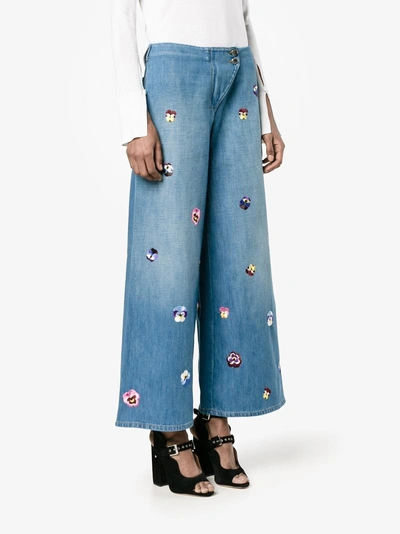 Shop Christopher Kane Pansy Embroidered Culottes