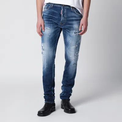 Dsquared2 Teddy Distressed Slim Jeans In Blue