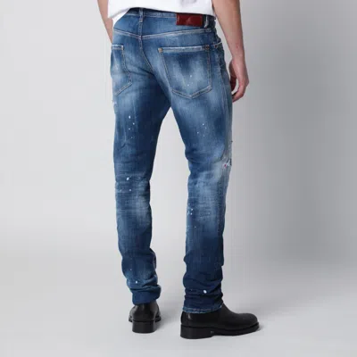 Dsquared2 Teddy Distressed Slim Jeans In Blue