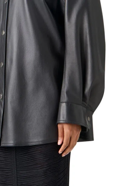 Akris Oversize Lambskin Leather Snap Front Overshirt In Black
