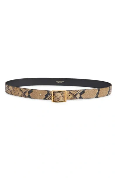 Nili Lotan Gabriele Snakeskin-embossed Leather Belt In Brown