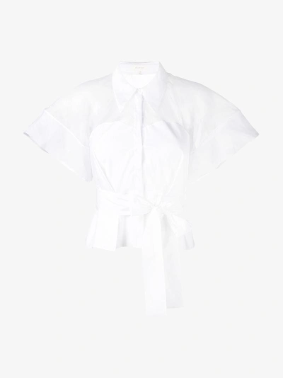 Shop Delpozo Belted Shirt In White