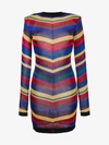 Balmain Chevron-striped Knitted Mini Dress