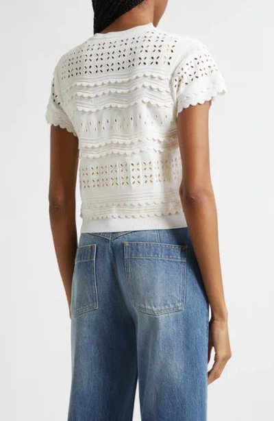 Ulla Johnson Abriana Eyelet Knit Cardigan In Ivory In Brown