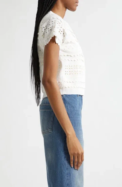 Ulla Johnson Abriana Eyelet Knit Cardigan In Ivory In Brown