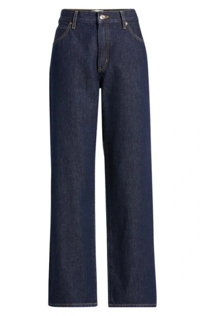 Frame Womens Rinse The Hang Five-pockets Straight-leg Mid-rise Denim Jeans In Blue