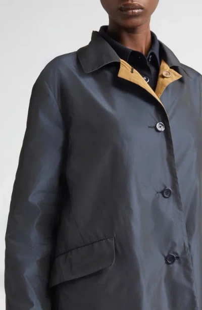 Herno Long Sleeve Collared Coat Side Pockets In Blue