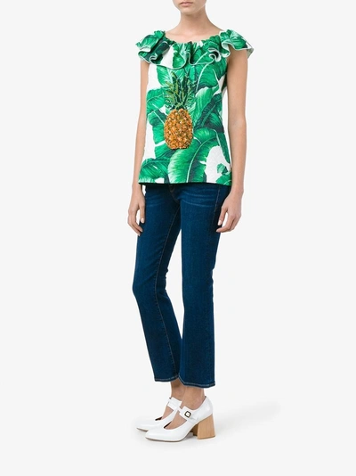Shop Dolce & Gabbana Sequinned Pineapple Brocade Top