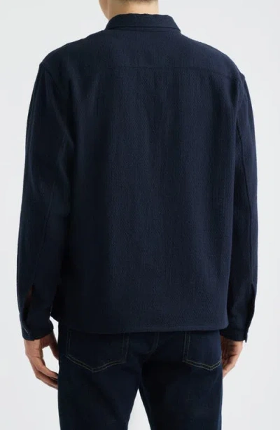 Frame Open Weave Long Sleeve Button Down Shirt In Dark Navy In Blue