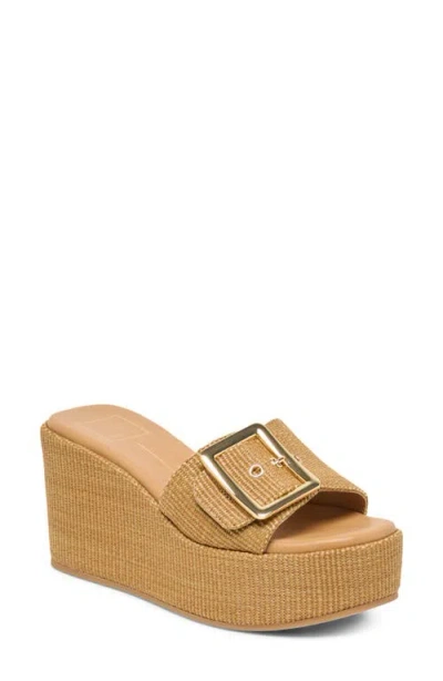 Dolce Vita Jilian Wedge Sandals Mocha Raffia In Brown
