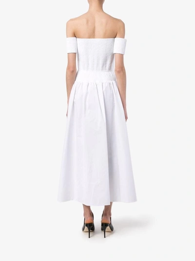 Shop Fendi Off-shoulder Smock Dress In White