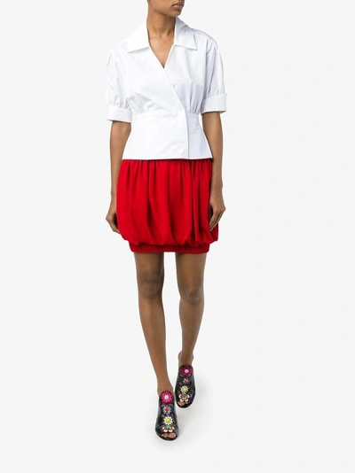 Shop Fendi Ladies White Cotton Classic Shortsleeved Wrap Shirt, Size: 44
