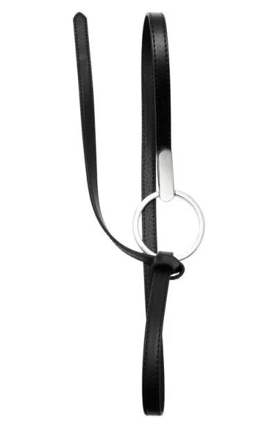 Mango Maxi Buckle Thin Belt In Black