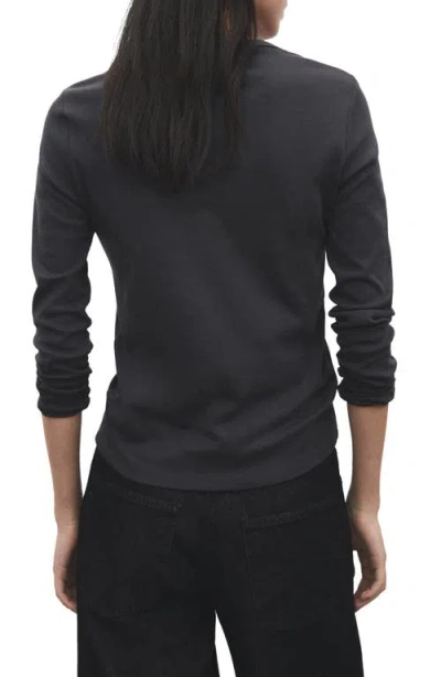 Mango Long Sleeve Cotton T-shirt In Gray