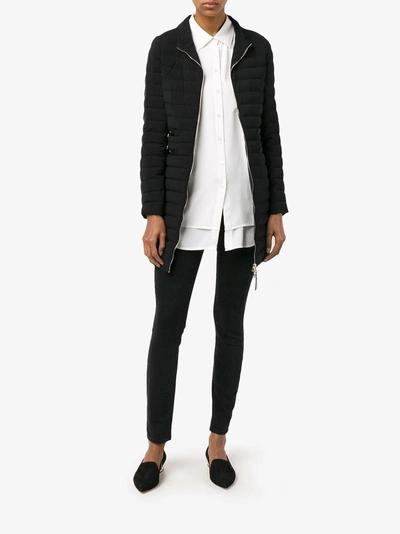 Shop Moncler Ladies Black Quilted Sleek Long Jacket, Size: Xs