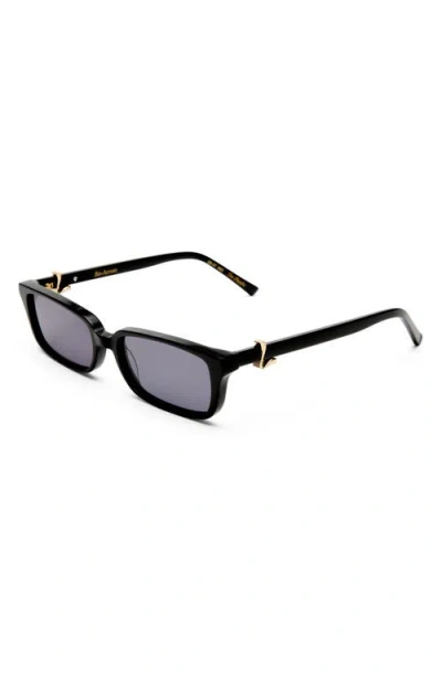 Luv Lou The Phoebe 55mm Rectangular Sunglasses In Black