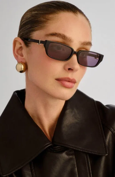 Luv Lou The Phoebe 55mm Rectangular Sunglasses In Black