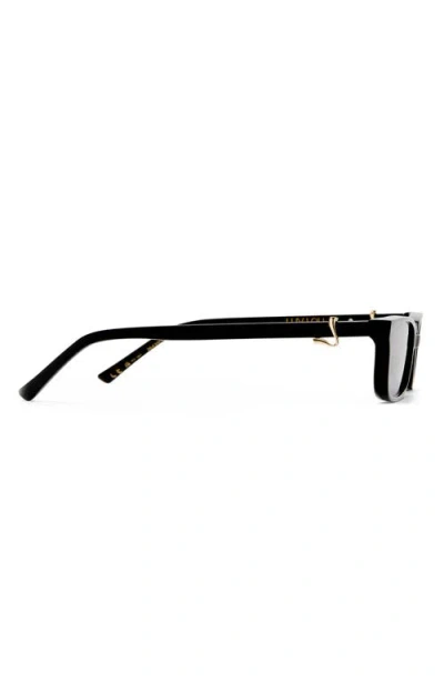 Luv Lou The Phoebe 55mm Rectangular Sunglasses In Black