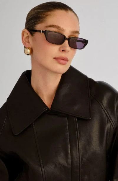 Luv Lou The Phoebe 55mm Rectangular Sunglasses In Black