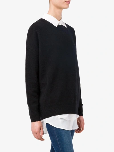 Shop Frame Denim Cashmere Long Sleeve Jumper In Black