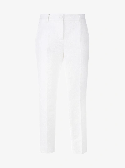 Shop Dolce & Gabbana Daisy Jacquard Trousers In White