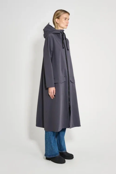 Stutterheim Mosebacke Long Patch Matte Raincoat In Blue