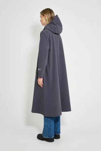 Stutterheim Mosebacke Long Patch Matte Raincoat In Blue