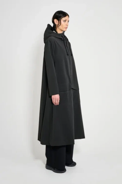 Stutterheim Mosebacke Long Patch Matte Raincoat In Black