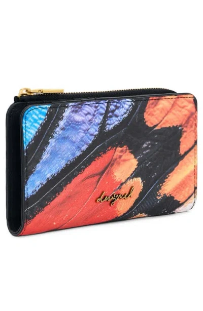 Desigual Feather Print Medium Wallet In Multi