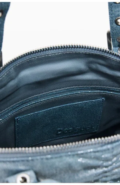 Desigual Medium Ruched Denim Backpack In Blue