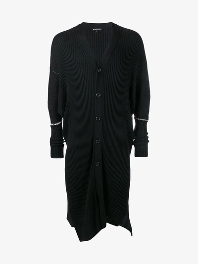 Shop Ann Demeulemeester Long Ribbed Knit Cardigan