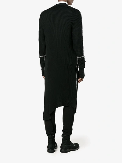 Shop Ann Demeulemeester Long Ribbed Knit Cardigan