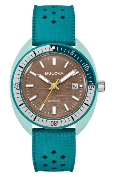 Bulova Snorkel Mens Green Strap Watch 98b446