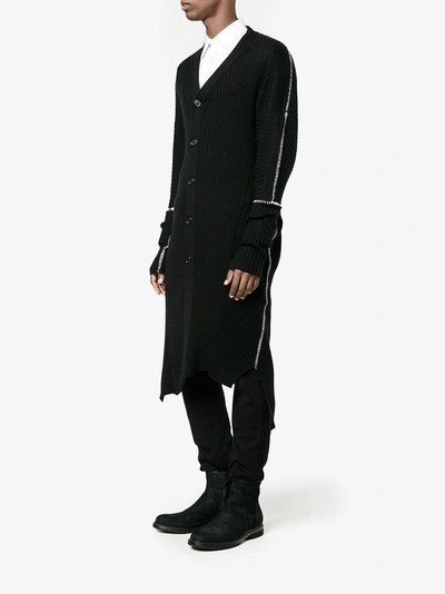 Shop Ann Demeulemeester Long Ribbed Knit Cardigan