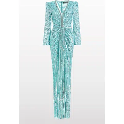 Jenny Packham Darcy Sequin-embellishment Maxi Dress In Blue