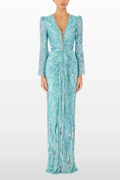 Jenny Packham Darcy Sequin-embellishment Maxi Dress In Blue