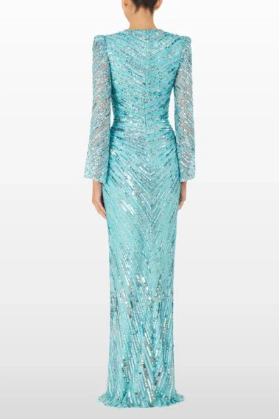 Jenny Packham Darcy Sequin-embellishment Maxi Dress In Blue
