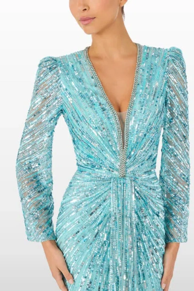 Jenny Packham Darcy Sequin-embellishment Maxi Dress In Blue