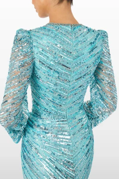 Jenny Packham Darcy Sequin-embellishment Maxi Dress In Blue