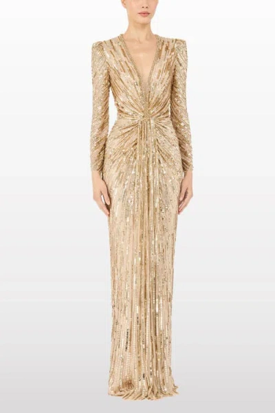 Jenny Packham Darcy Sequin-embellishment Maxi Dress In Gold
