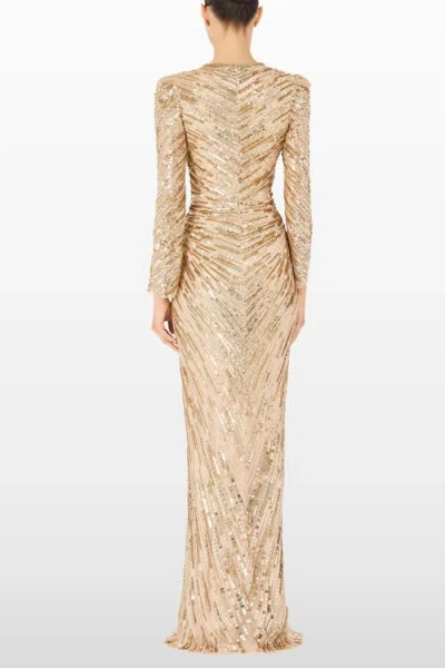 Jenny Packham Darcy Sequin-embellishment Maxi Dress In Gold