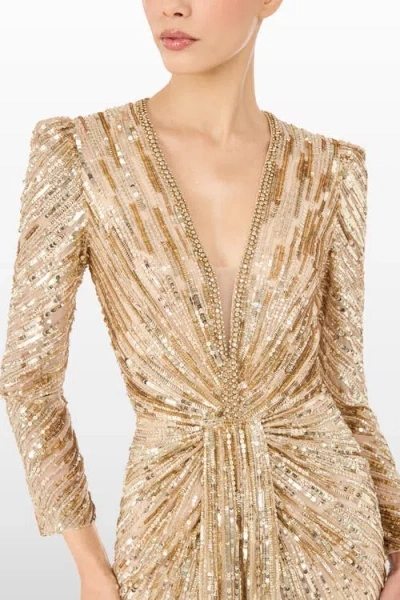 Jenny Packham Darcy Sequin-embellishment Maxi Dress In Gold