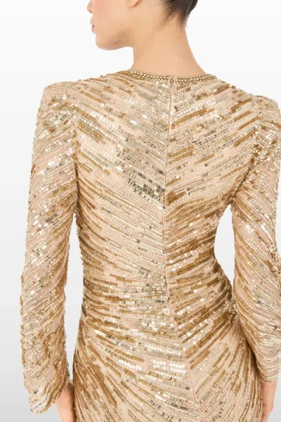 Jenny Packham Darcy Sequin-embellishment Maxi Dress In Gold