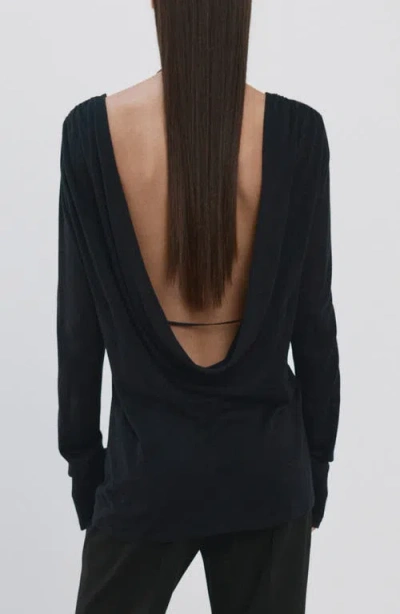 Mango Open Back Sweater In Black